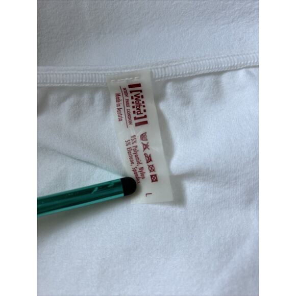 New Wolford Pullover Top large white scoop neck long sleeves poly nylon blend - Picture 7 of 8